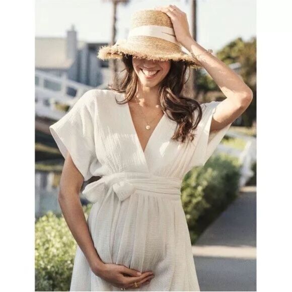 NWT Hatch The Carolina Maternity Dress in White Gauze Cotton - Picture 4 of 16